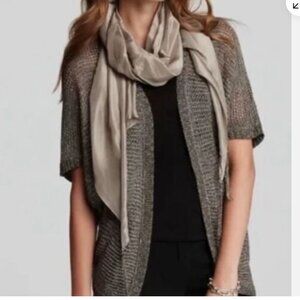 EILEEN FISHER Metallic Variegated Links Sparkle Knit Open Cardigan Sz PL